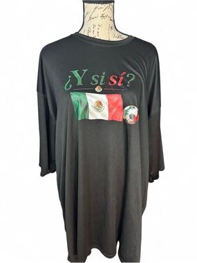Sporto Black Short Sleeve Tee with Mexican Flag Graphic